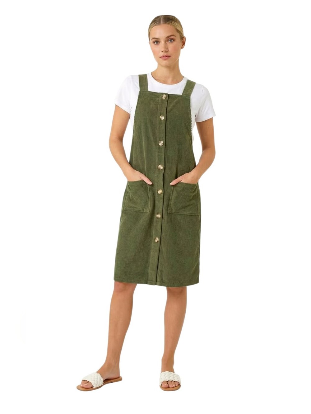 Chelsea & Violet Olive Corduroy Button-Front Skirt